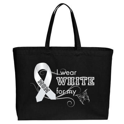 I Wear White For My Mom Lung Cancer Awareness Cotton Canvas Jumbo Tote