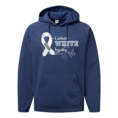 I Wear White For My Mom Lung Cancer Awareness Performance Fleece Hoodie