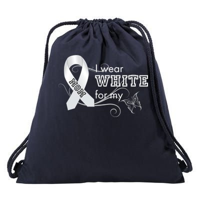 I Wear White For My Mom Lung Cancer Awareness Drawstring Bag