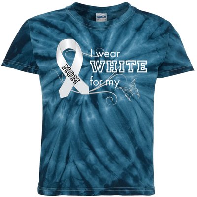 I Wear White For My Mom Lung Cancer Awareness Kids Tie-Dye T-Shirt