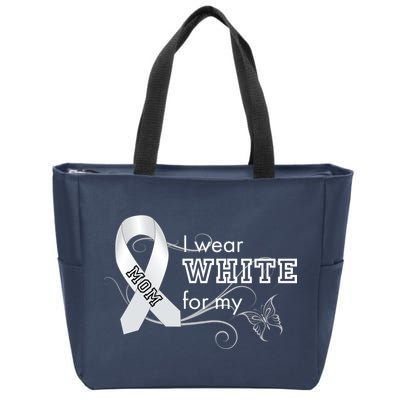 I Wear White For My Mom Lung Cancer Awareness Zip Tote Bag