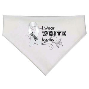 I Wear White For My Mom Lung Cancer Awareness USA-Made Doggie Bandana