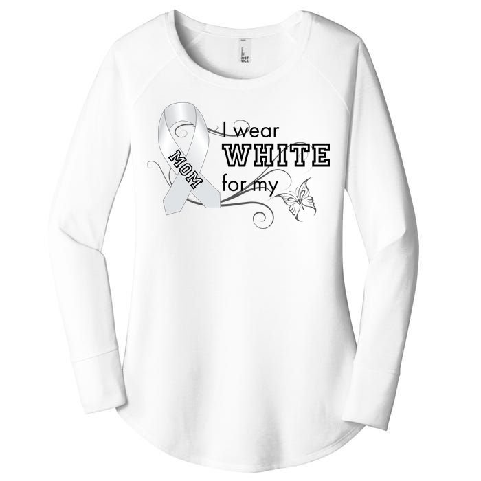 I Wear White For My Mom Lung Cancer Awareness Women's Perfect Tri Tunic Long Sleeve Shirt