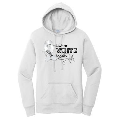 I Wear White For My Mom Lung Cancer Awareness Women's Pullover Hoodie