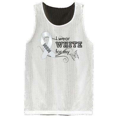 I Wear White For My Mom Lung Cancer Awareness Mesh Reversible Basketball Jersey Tank