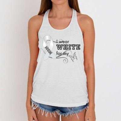 I Wear White For My Mom Lung Cancer Awareness Women's Knotted Racerback Tank