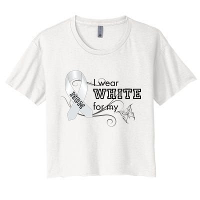 I Wear White For My Mom Lung Cancer Awareness Crop Top