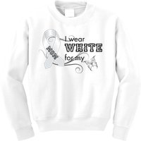 I Wear White For My Mom Lung Cancer Awareness Kids Sweatshirt