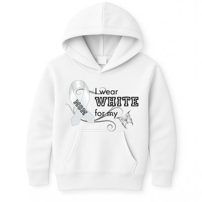 I Wear White For My Mom Lung Cancer Awareness Kids Hoodie