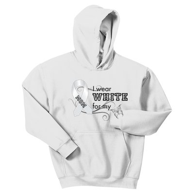 I Wear White For My Mom Lung Cancer Awareness Kids Hoodie