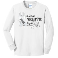 I Wear White For My Mom Lung Cancer Awareness Kids Long Sleeve Shirt