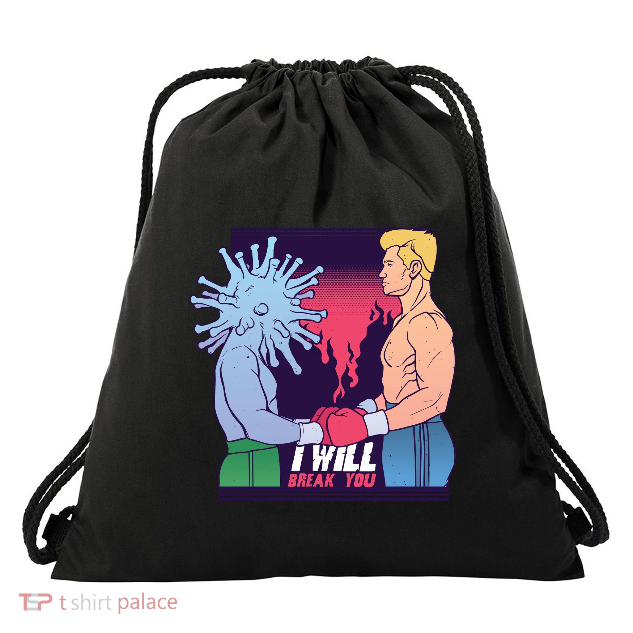I Will Break You Boxing Virus Drawstring Bag