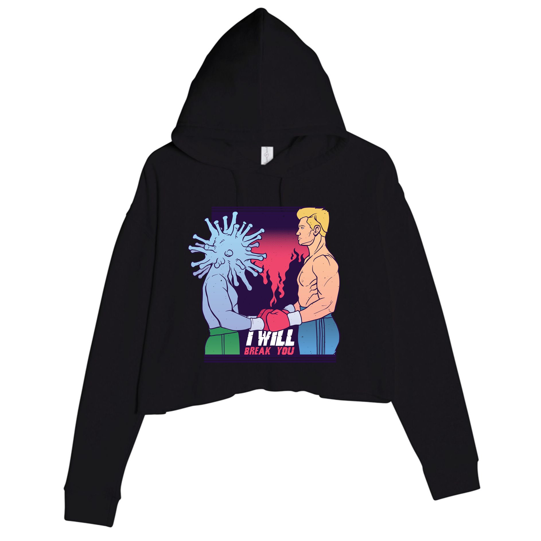 I Will Break You Boxing Virus Crop Fleece Hoodie
