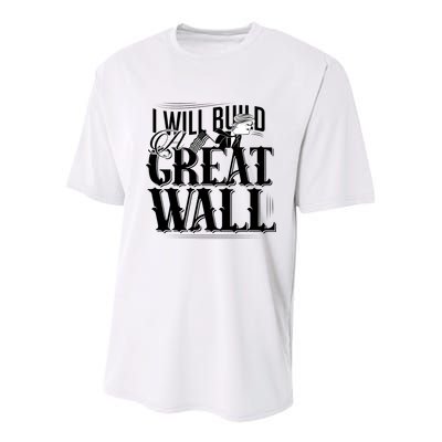 I Will Build A Great Wall - Donald Trump Youth Performance Sprint T-Shirt