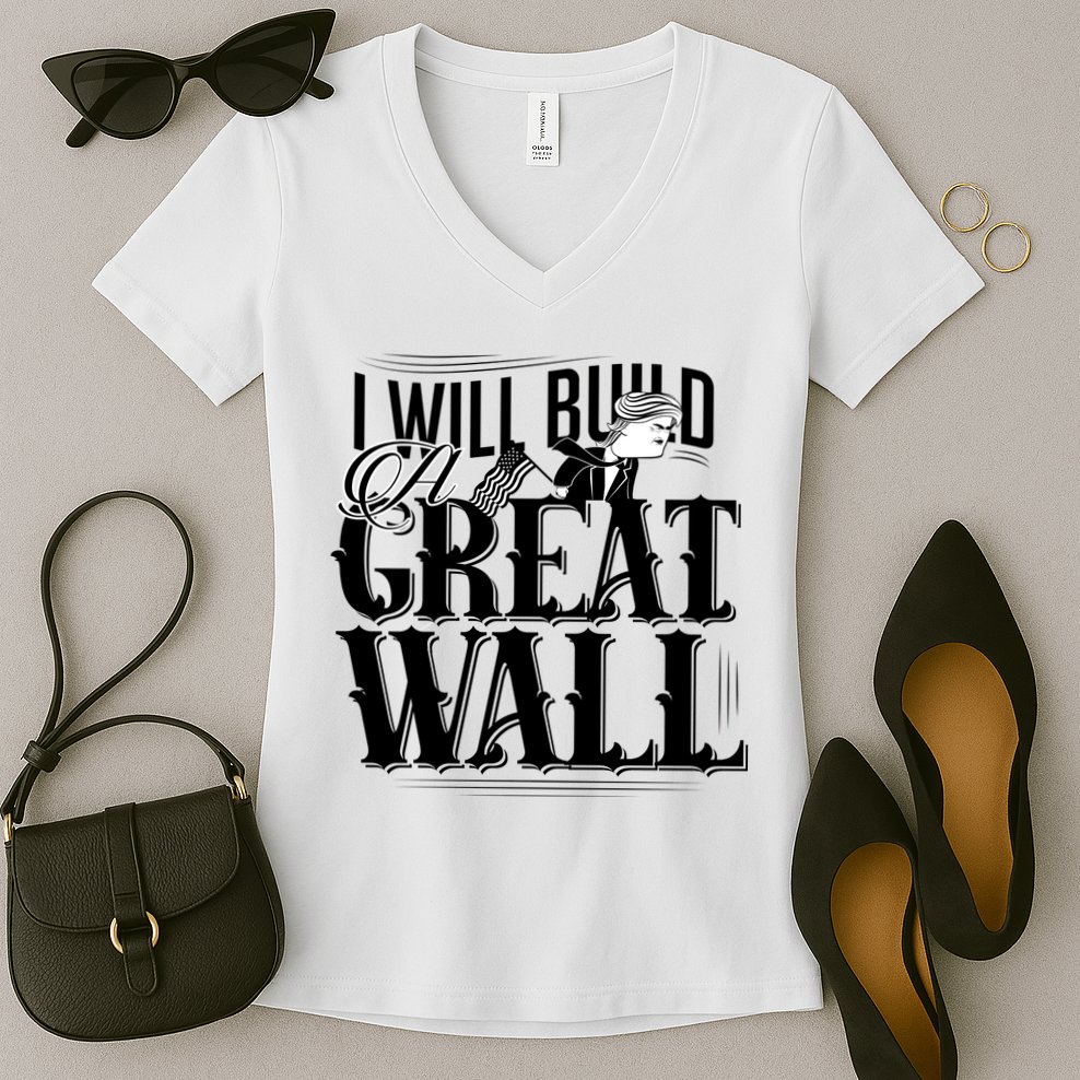 I Will Build A Great Wall - Donald Trump Women's V-Neck T-Shirt