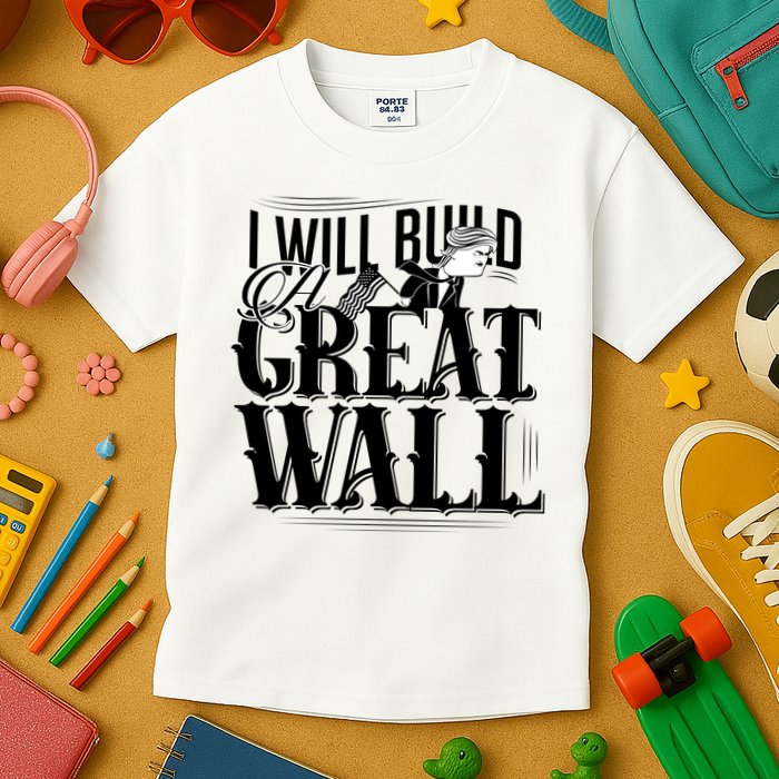 I Will Build A Great Wall - Donald Trump Kids T-Shirt