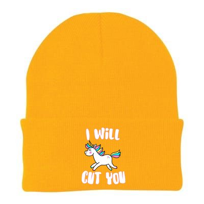 I Will Cut You Stabby Unicorn Knit Cap Winter Beanie