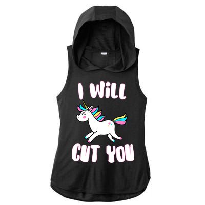 I Will Cut You Stabby Unicorn Ladies PosiCharge Tri-Blend Wicking Draft Hoodie Tank