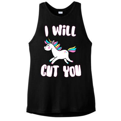 I Will Cut You Stabby Unicorn Ladies PosiCharge Tri-Blend Wicking Tank