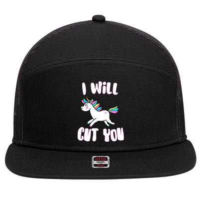 I Will Cut You Stabby Unicorn 7 Panel Mesh Trucker Snapback Hat