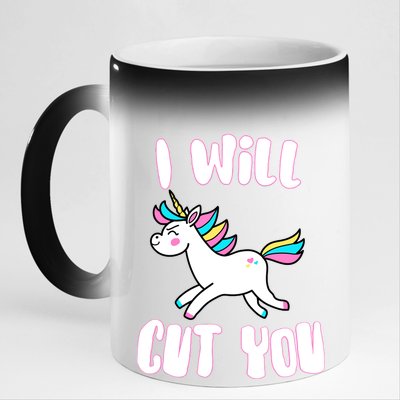 I Will Cut You Stabby Unicorn 11oz Black Color Changing Mug