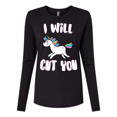 I Will Cut You Stabby Unicorn Womens Cotton Relaxed Long Sleeve T-Shirt