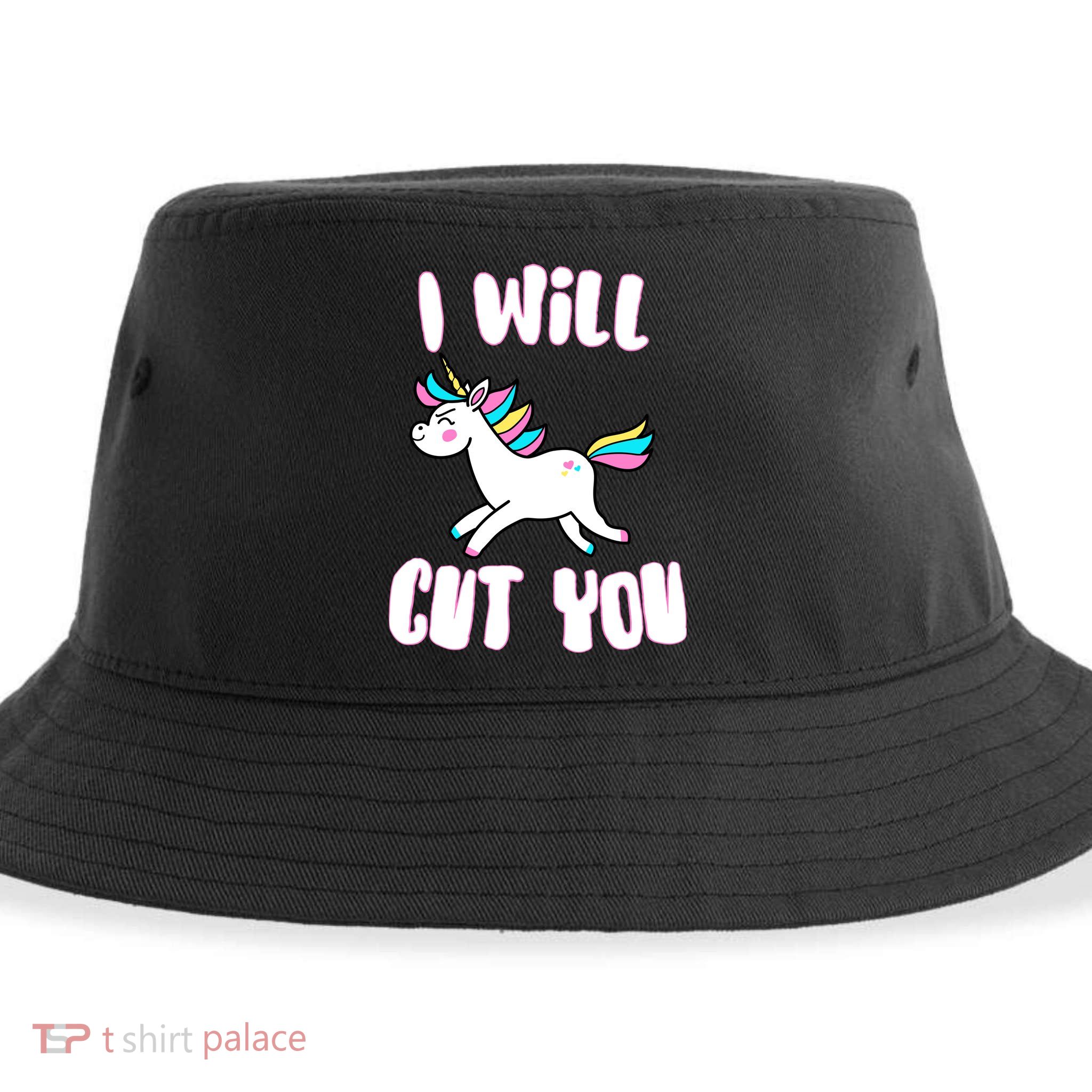 I Will Cut You Stabby Unicorn Sustainable Bucket Hat