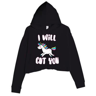 I Will Cut You Stabby Unicorn Crop Fleece Hoodie