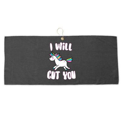 I Will Cut You Stabby Unicorn Large Microfiber Waffle Golf Towel