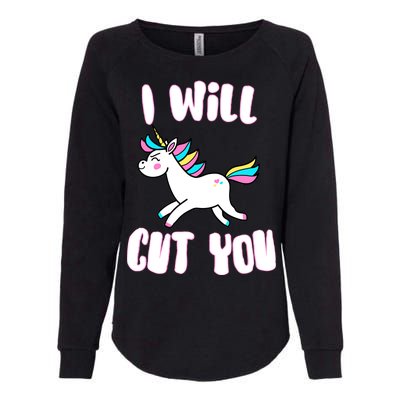 I Will Cut You Stabby Unicorn Womens California Wash Sweatshirt