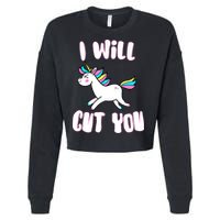 I Will Cut You Stabby Unicorn Cropped Pullover Crew