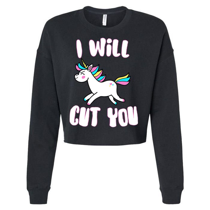 I Will Cut You Stabby Unicorn Cropped Pullover Crew