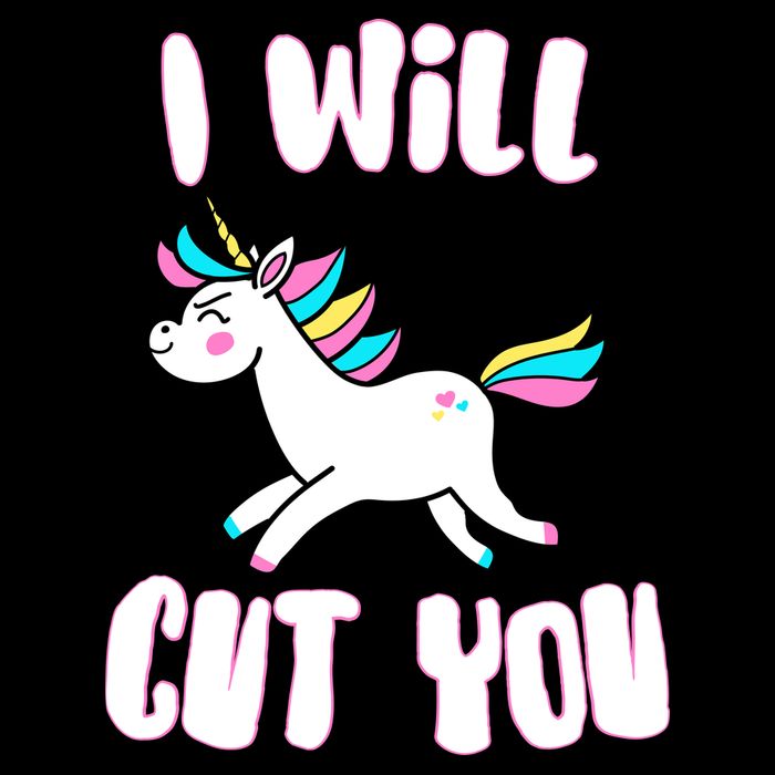 I Will Cut You Stabby Unicorn Cropped Pullover Crew