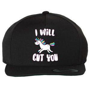 I Will Cut You Stabby Unicorn Wool Snapback Cap