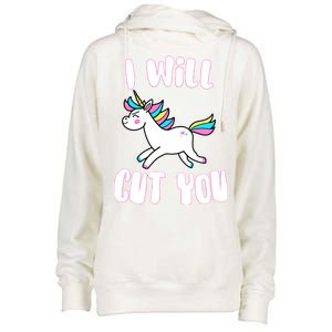 I Will Cut You Stabby Unicorn Womens Funnel Neck Pullover Hood