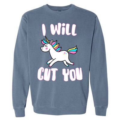 I Will Cut You Stabby Unicorn Garment-Dyed Sweatshirt