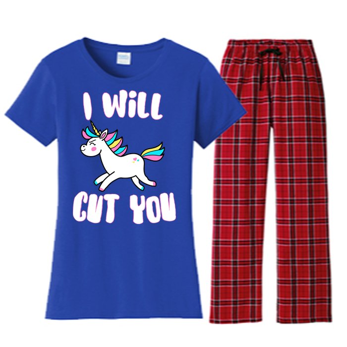 I Will Cut You Stabby Unicorn Women's Flannel Pajama Set