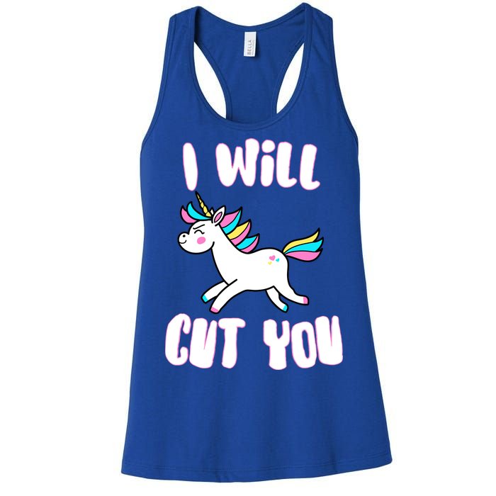 I Will Cut You Stabby Unicorn Women's Racerback Tank