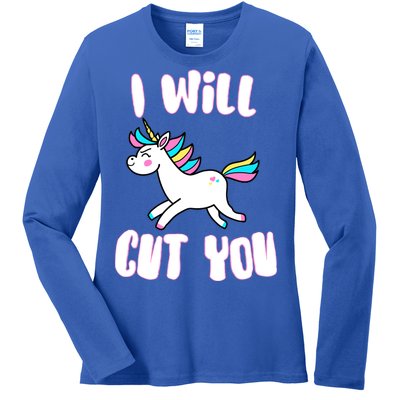 I Will Cut You Stabby Unicorn Ladies Long Sleeve Shirt