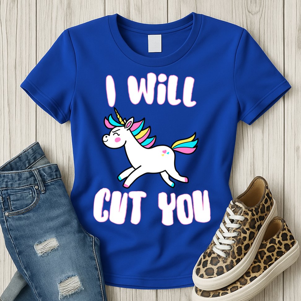 I Will Cut You Stabby Unicorn Womens T-Shirt