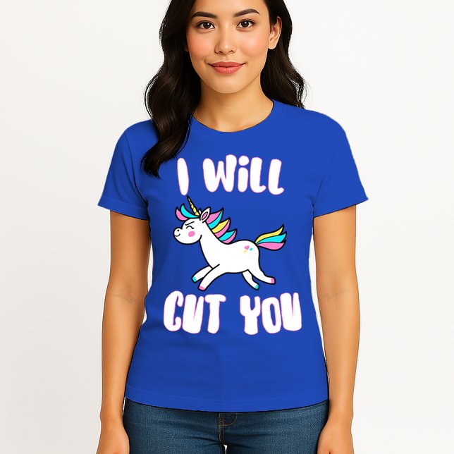 I Will Cut You Stabby Unicorn Womens T-Shirt