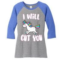 I Will Cut You Stabby Unicorn Women's Tri-Blend 3/4-Sleeve Raglan Shirt