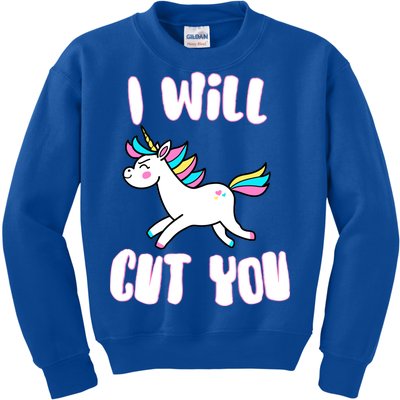 I Will Cut You Stabby Unicorn Kids Sweatshirt