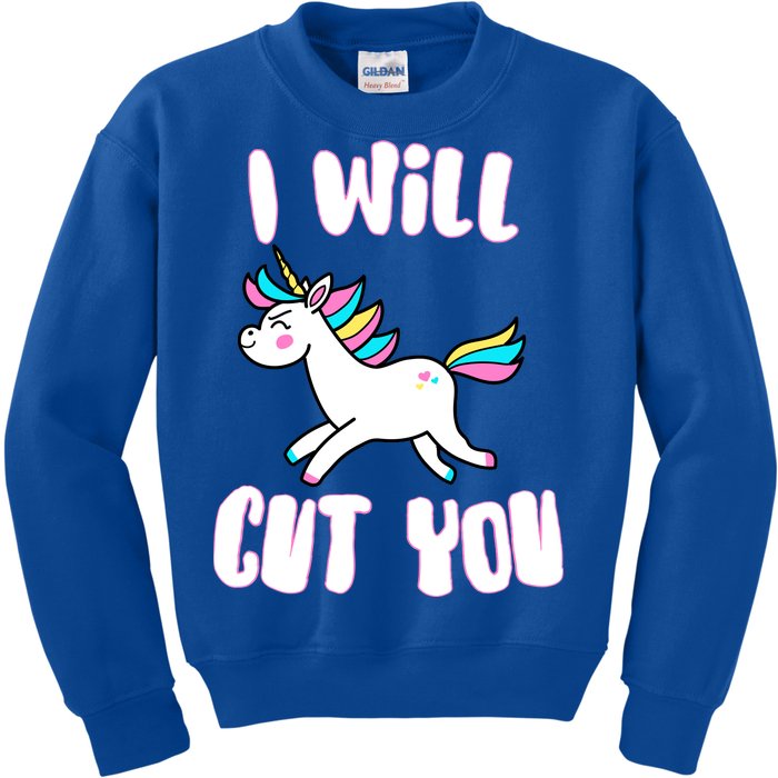 I Will Cut You Stabby Unicorn Kids Sweatshirt