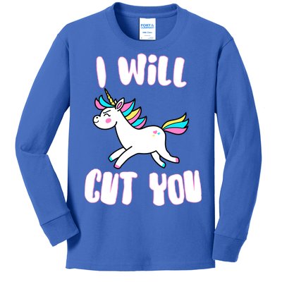 I Will Cut You Stabby Unicorn Kids Long Sleeve Shirt