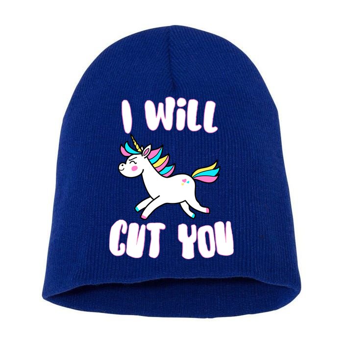 I Will Cut You Stabby Unicorn Short Acrylic Beanie