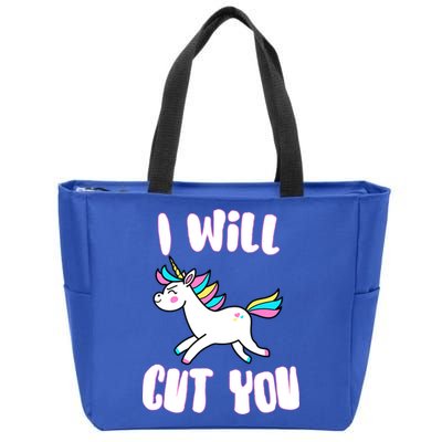 I Will Cut You Stabby Unicorn Zip Tote Bag