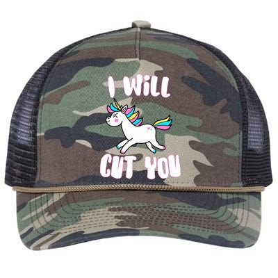 I Will Cut You Stabby Unicorn Retro Rope Trucker Hat Cap