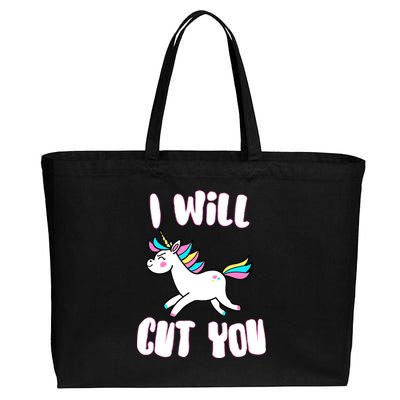 I Will Cut You Stabby Unicorn Cotton Canvas Jumbo Tote