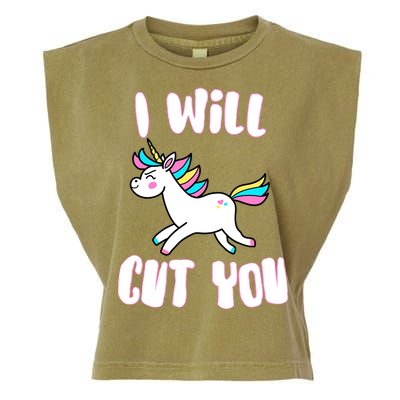 I Will Cut You Stabby Unicorn Garment-Dyed Women's Muscle Tee